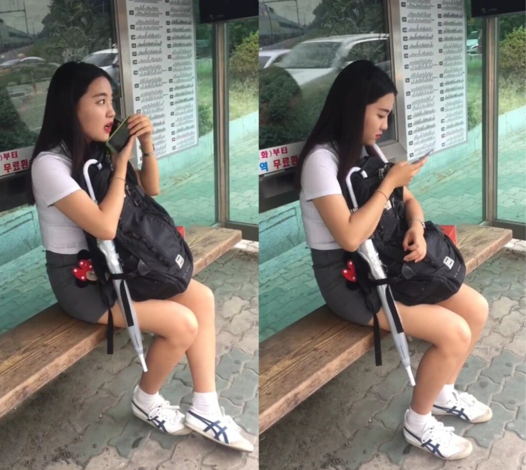 정류장 통화중인 고딩 찍음(원본)
