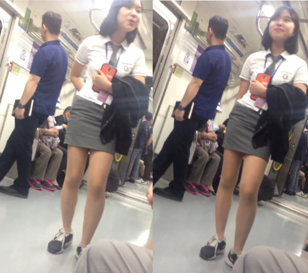 지하철 회색교복녀