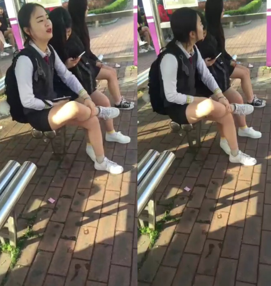 정류장 풋풋한 미모의 학생(원본)