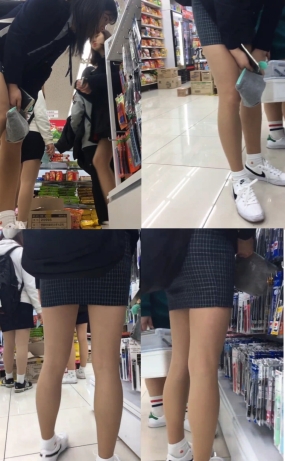 다이소 남색 체크치마녀(원본)