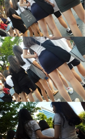 길거리공연 몸매지리는 교복들