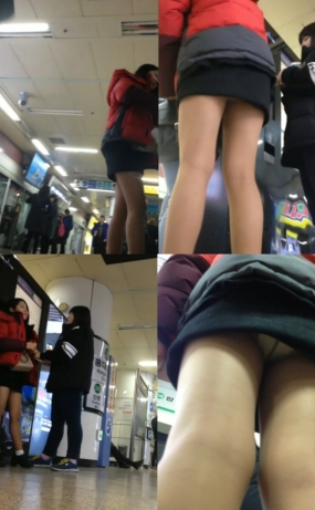 빨간 패딩 흰팬